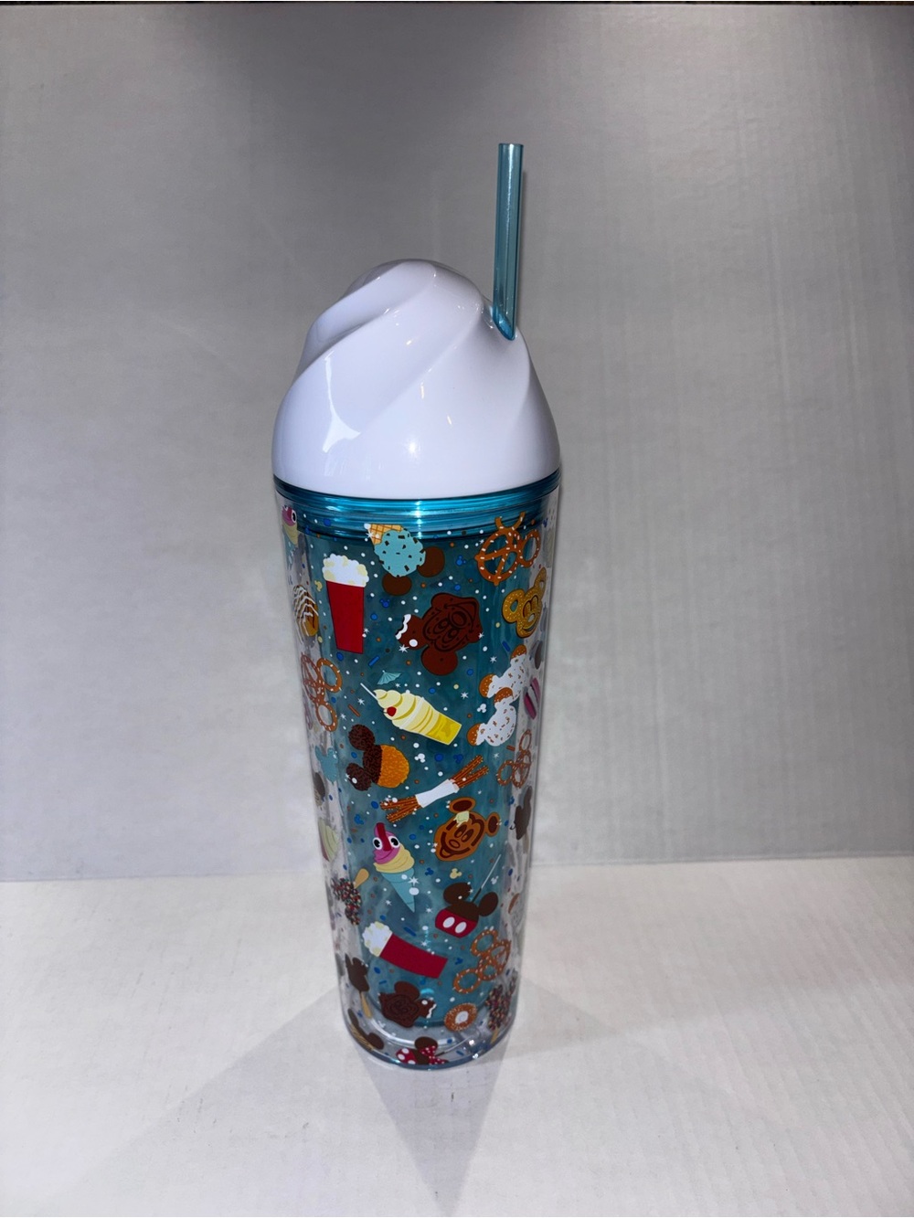 Disney food Icons collection Tumbler with White Lid and Teal Straw